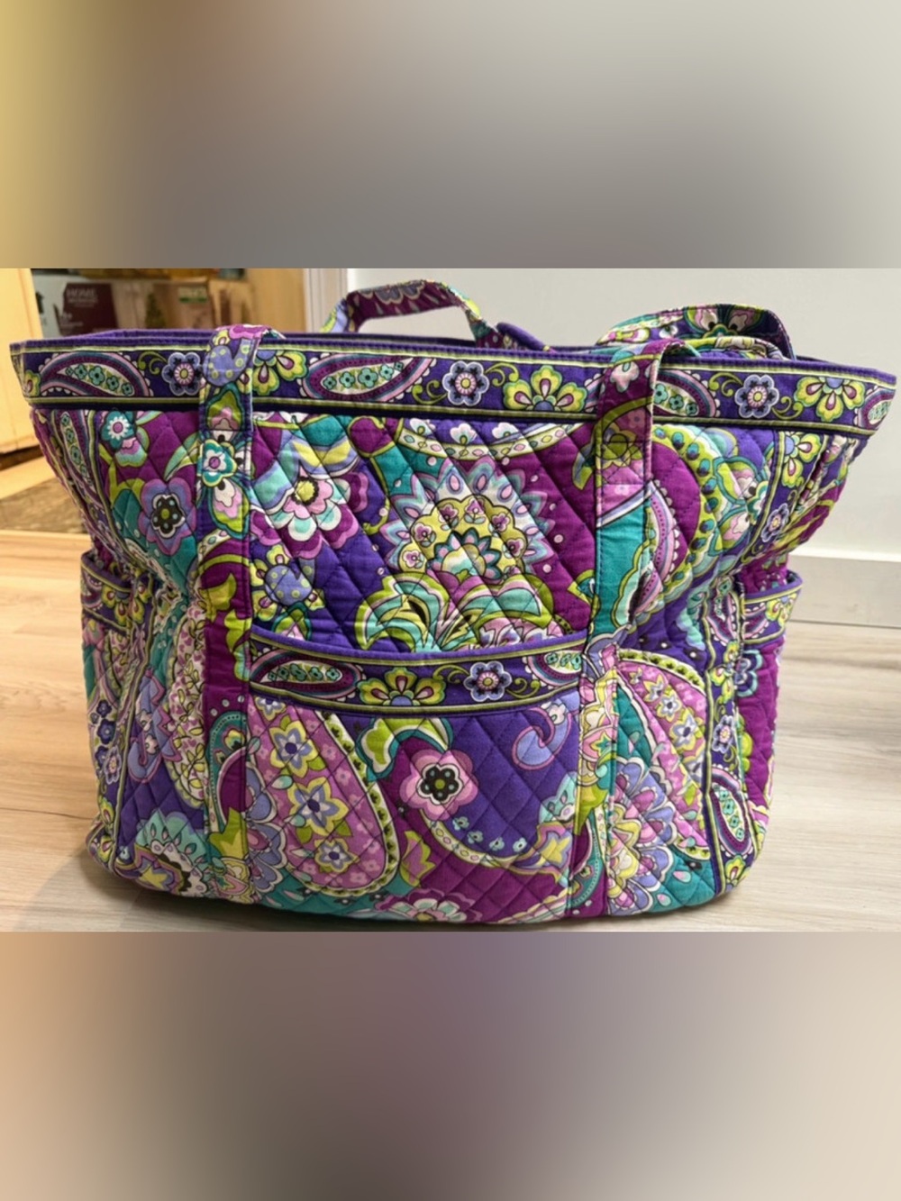 Vera Bradley Quilted Paisley Tote in Purple and Teal